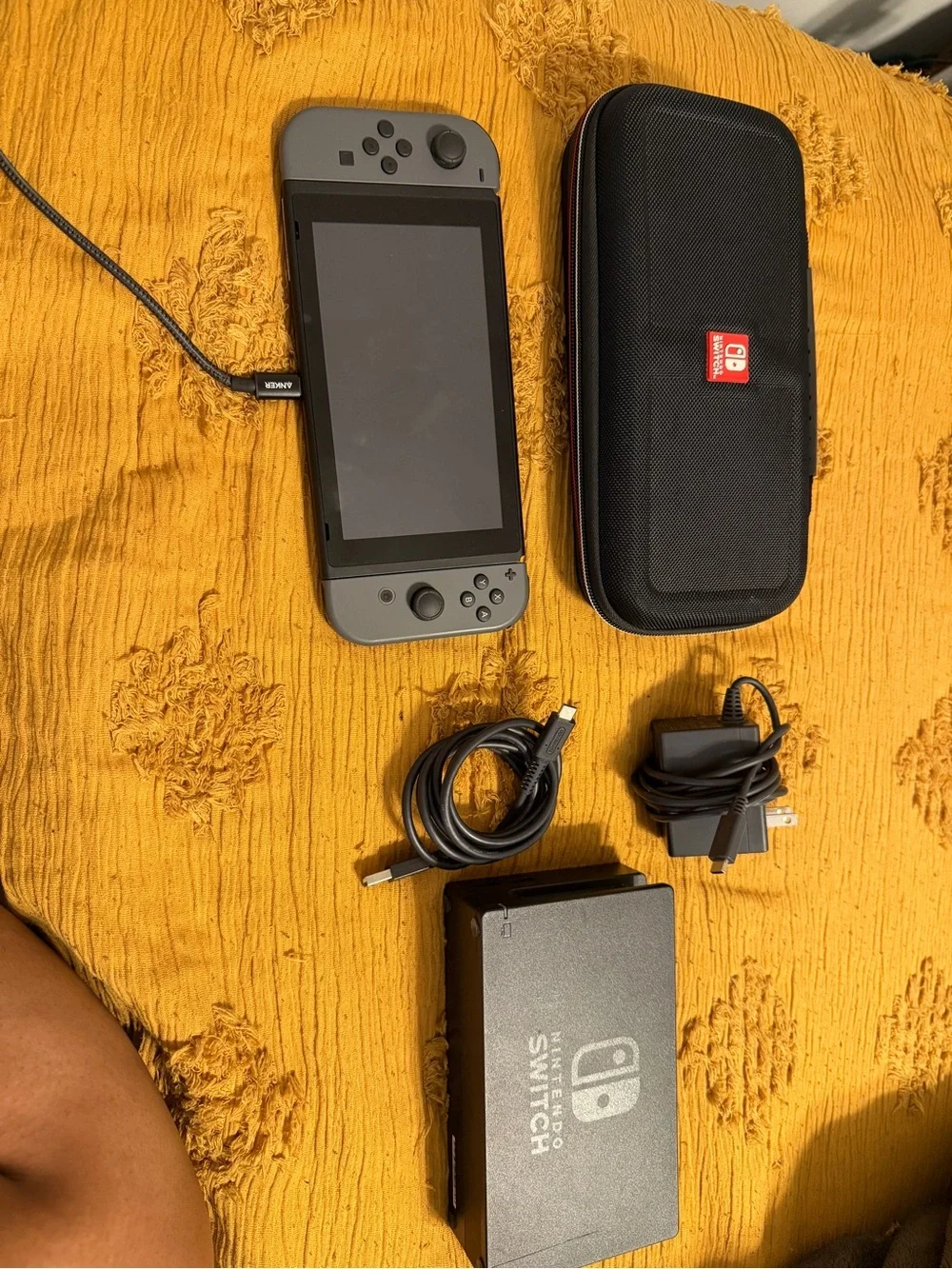 Nintendo Switch Console Bundle in Gray with Black Carry Case and Accessories